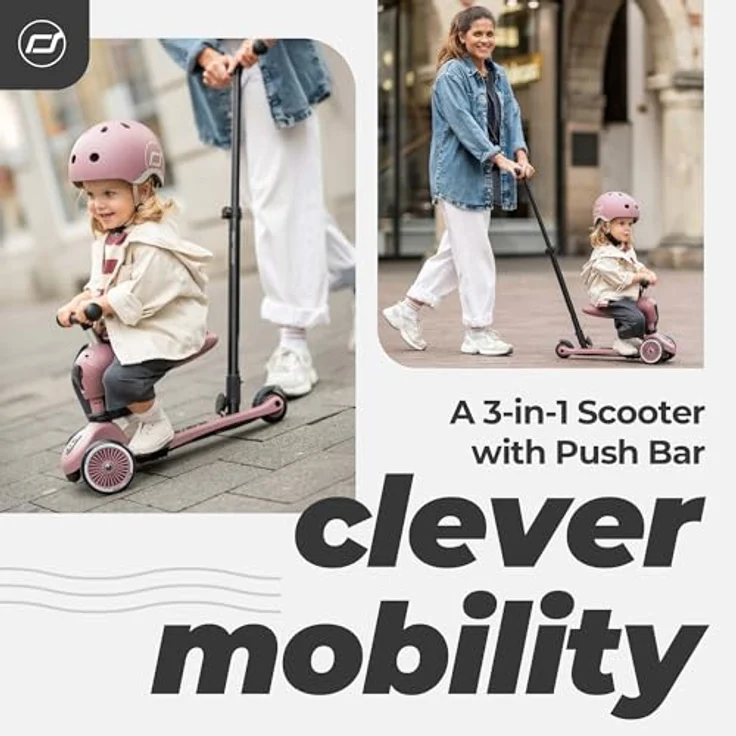 Scoot & Ride Highwaykick 1 Push and Go Kickboard mit Sitz Kinderroller Scooter 2in1 Laufrad mit Lenkstange ab 1 2 Jahren mitwachsend Höhenverstellbar werkzeuglos (Wildberry) – Bild 3