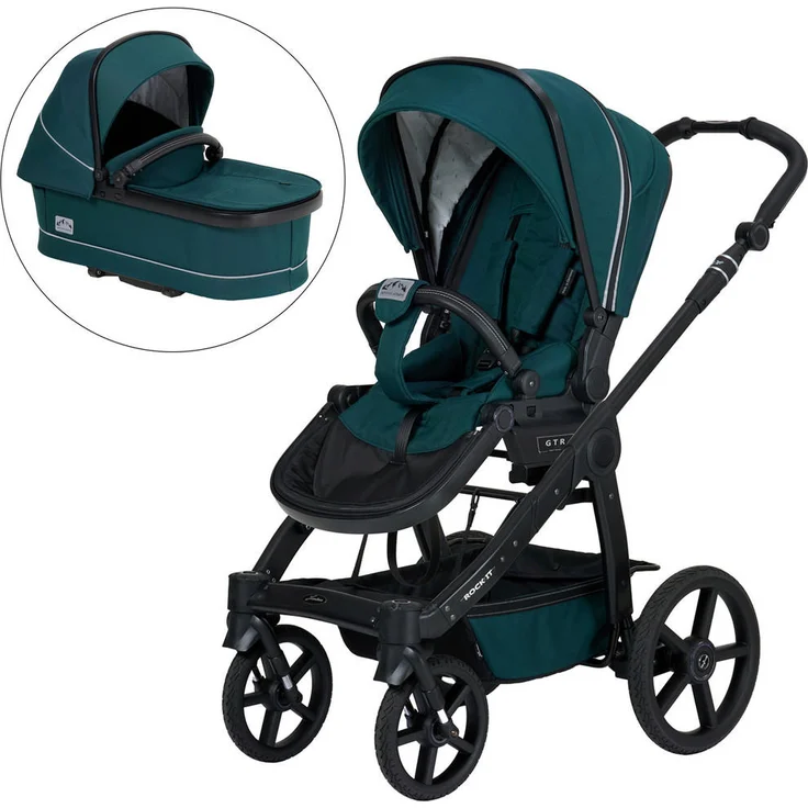 Hartan Kinderwagenset Rock IT Outdoor, 3-teilig, Petrol, mit kugelgelagerten Rädern, Federung, 5-Punkte-Gurt und UV 50+ Schutz – Bild 1