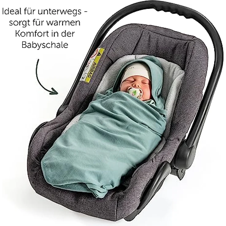 Zamboo Baby Einschlagdecke für Babyschale - dünne Sommer Babydecke aus 100% Baumwolle, 80x80 cm, ÖKOTEX Standard 100 geprüft - Mint Grün – Bild 4