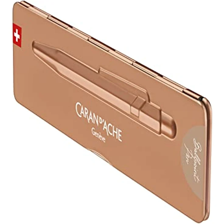 Caran d'Ache 849 Brut Rosé, Kugelschreiber im rosa-goldenen Farbton, nachfüllbar mit Goliath M-Tintenpatrone – Bild 3
