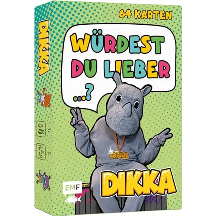 EMF Kartenspiel: Würdest du Lieber...? Nashornstarke Fragen für Kids mit DIKKA, handliches Mitnahmeformat, über 60 kreative Fragen