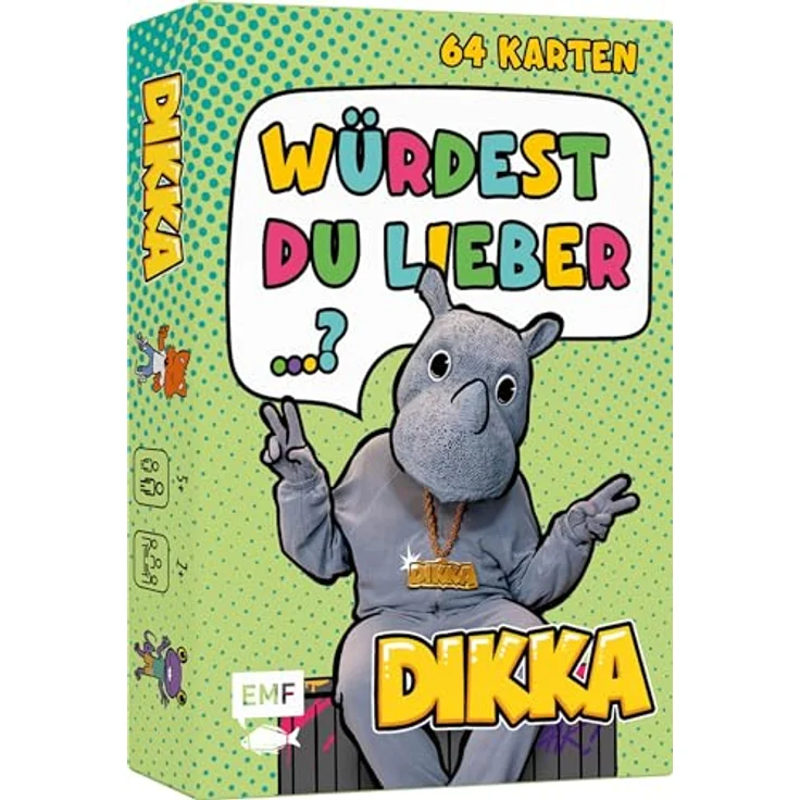 EMF Kartenspiel: Würdest du Lieber...? Nashornstarke Fragen für Kids mit DIKKA, handliches Mitnahmeformat, über 60 kreative Fragen