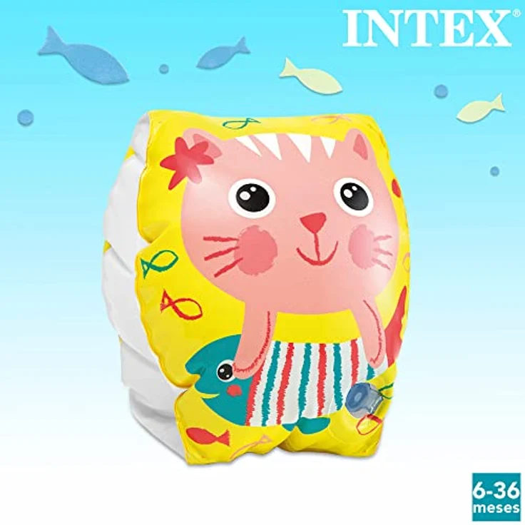 Intex Schwimmhilfe 2 Schwimmhilfen Happy Kitten Arm Bands 20cm x 15cm 3-6 Jahre 56665EU, Schwimmflügel für Kinder, buntes Design mit Kätzchen – Bild 4