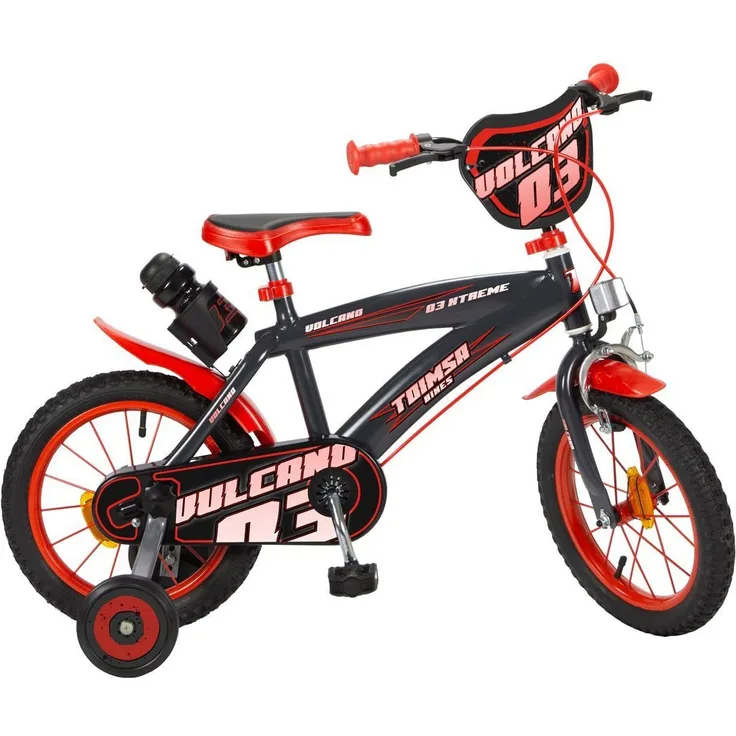 Toimsa Bikes Kinderfahrrad 16 Zoll Vulcano, 1 Gang, Stützräder, Trinkflasche - Rot