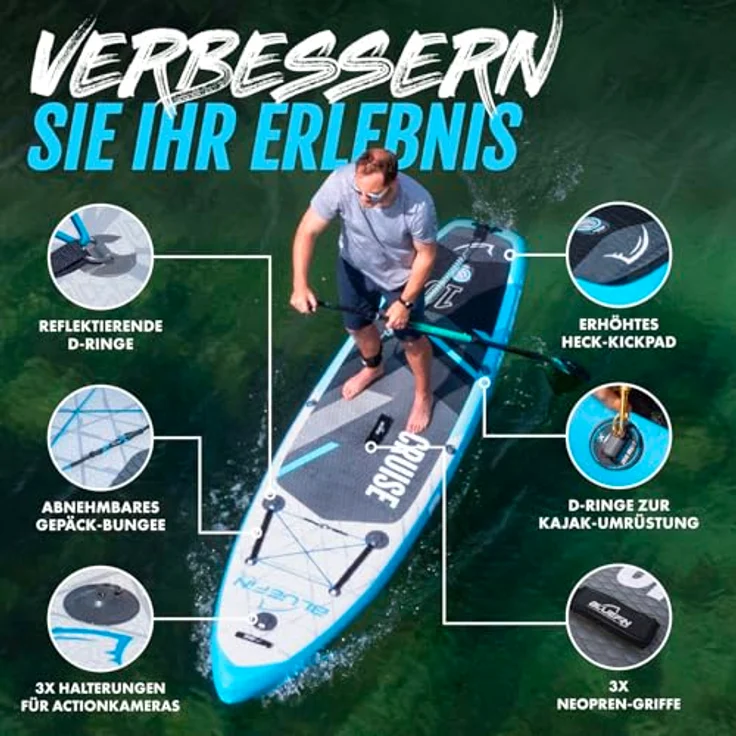 Bluefin SUP 2020 CRUISE SUP Board Set, Blau, 10'8" mit Drive Paddel, Kajak-Umbausatz und umweltfreundlicher Verpackung – Bild 2
