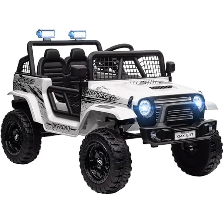 AIYAPLAY Elektro-Kinderauto, 2,4G Fernbedienung, Musikanschluss, 3-5 km/h, Belastbarkeit 50 kg, Weiß – Bild 2