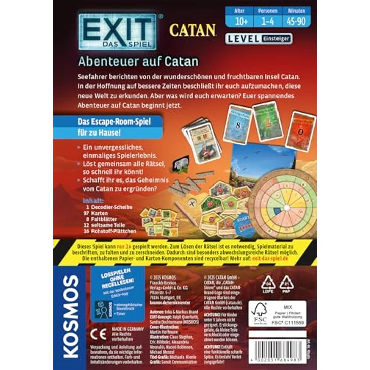 KOSMOS EXIT Abenteuer auf Catan (E), Gesellschaftsspiel für Erwachsene und Familien ab 10 Jahren – Bild 2