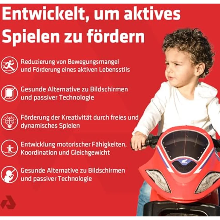 Injusa Gewinner Honda CBR Fireblade, Rutschmotorrad für Kinder ab 3 Jahren, 99 x 39 x 61 cm, rot – Bild 2