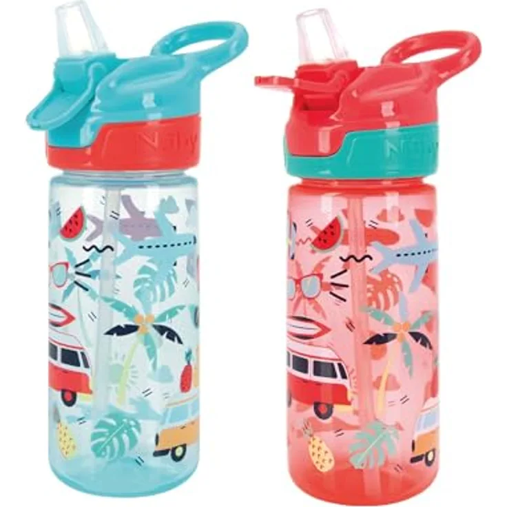 Nuby Super Quench Trinklernbecher, auslaufsicherer Babybecher 540 ml mit Tragegriff, wiederverwendbar in Rosa, 2er-Pack