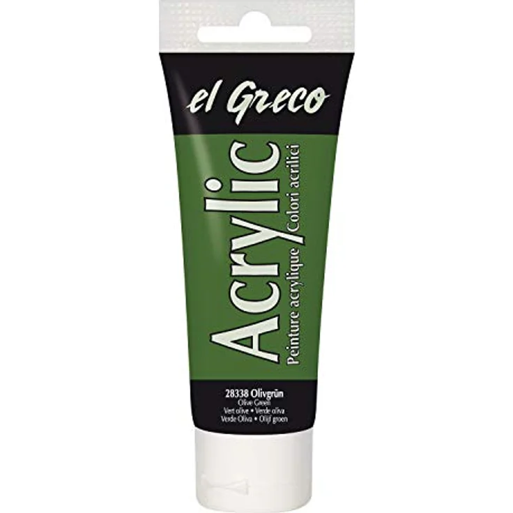 KREUL El Greco Acrylic 75 ml Tube, hochpigmentierte Acrylfarbe in olivgrün, glänzend und buttrig vermalbar, Studienqualität für pastose Malerei – Bild 1