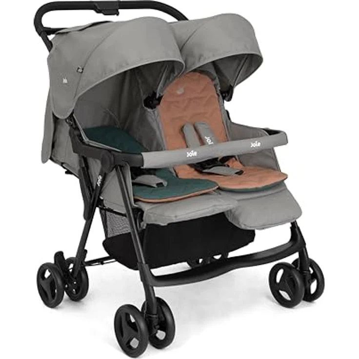 Joie Aire Twin Zwillingsbuggy, mit Regenverdeck, leicht und wendig, schwarz – Bild 4