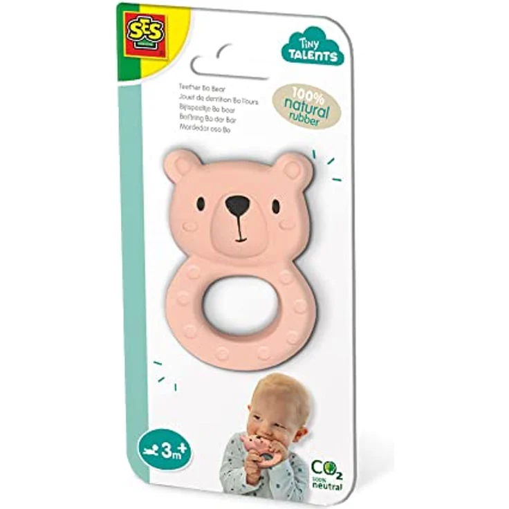 SES Creative Beißring Bo der Bär - 100% Naturkautschuk, beruhigt das wunde Zahnfleisch – Bild 1