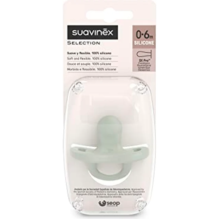 Suavinex, Schnuller aus Silikon, für Babys 0-6 Monate, Schnuller mit physiologischem Sauger Sx Pro, Symmetrisch, Superweich und Flexibel, Einschlafschnuller, Colour Essence, Grün – Bild 3