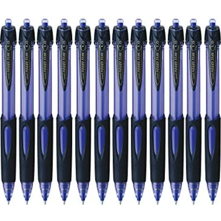 Uni-ball SN-220, Clip-on Kugelschreiber mit Druckmechanik, dokumentenechter Tinte, 0,4 mm, blau, 12er Pack – Bild 2