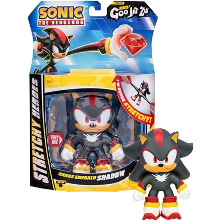 Moose Heroes of Goo Jit Zu Sonic the Hedgehog Chaos Emerald SHADOW Stretchy Hero, 10,1 cm groß, dehnbar mit Chaos-Edelstein