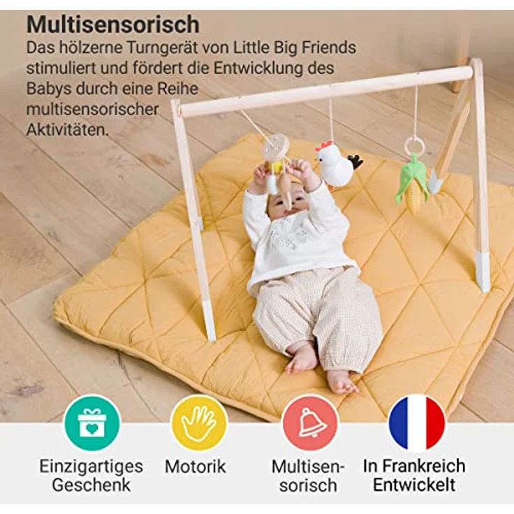 Little Big Friends Farm Holz Aktivitätsbogen und Baby-Fitnessstudio mit 3 hängenden Spielzeugen, für Baby oder Neugeborene, von Little Big Friends – Bild 2
