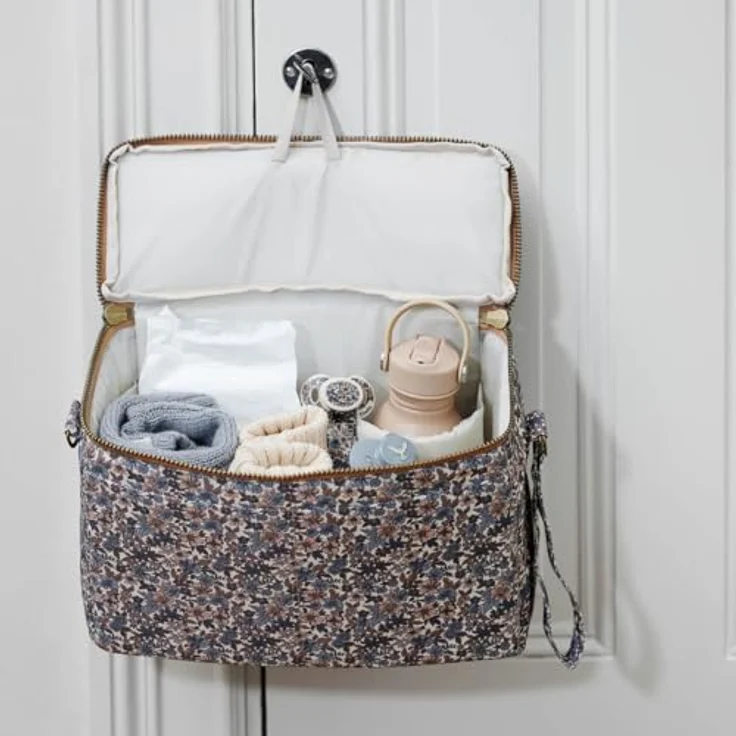 Elodie Kinderwagen Organizer Blue Garden, mit Reißverschluss und mehreren Fächern für Babyzubehör – Bild 2
