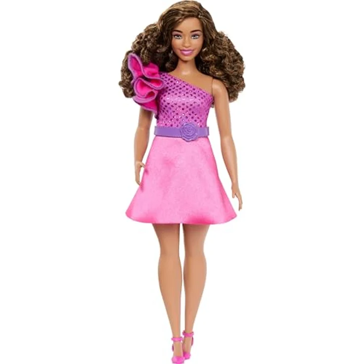 Mattel Barbie Fashionista Puppe, Rüschenkleid, brünette Haarfarbe, ideal für Kinder ab 3 Jahren – Bild 4