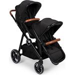 Baninni Geschwister Kinderwagen Luiz - Zwillingswagen mit Umbaubaren Sitzen in Babywanne, Schwarz