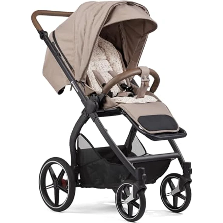 Gesslein Kombikinderwagen FX4 Swing Set, Braun, metall, 55x130x100 cm, EN 1888, UV 50+, Oeko-Tex® Standard 100, Feststellbremse, abklappbare Fußstütze, Federung, kugelgelagerte Räder, abnehmbare Verdeckung, 5-Punkte-Gurt, für Babyschale geeignet, Griff in Lederoptik – Bild 7