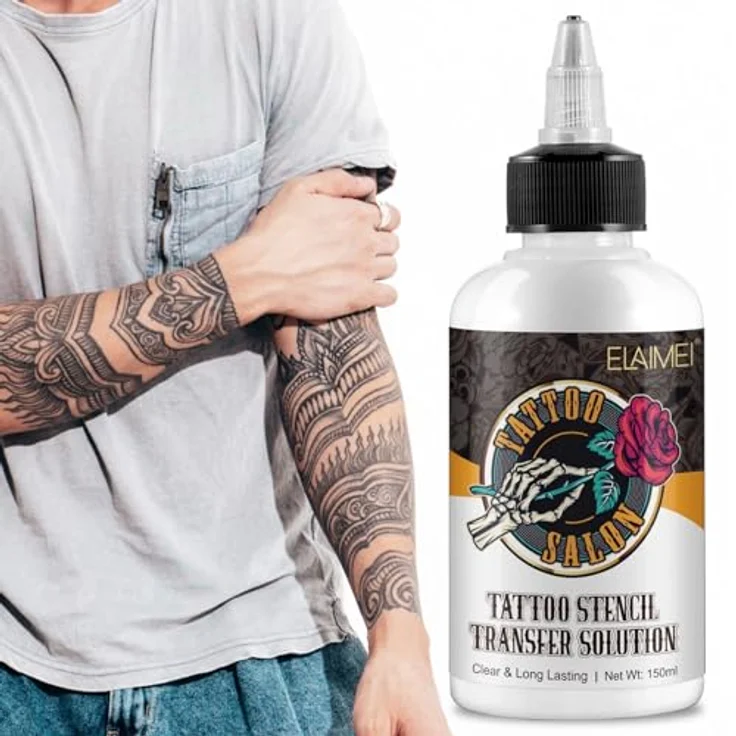 P-Beauty Tattoo Transfergel 2x 150ml - klares Schablonen Gel für präzise Tattooübertragung - hautverträgliche und langanhaltende Transfercreme - Tattoo Zubehör – Bild 2