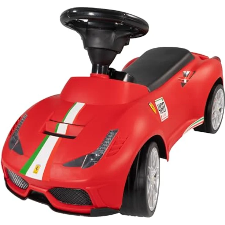 Lemodo Rutschauto Ferrari 488 – Babyrutscher Kinderfahrzeug, ab 18 Monate, mit Kippschutz, Rutscher für drinnen und draußen, ergonomisches Design, lizenziertes Spielzeug, rot – Bild 1