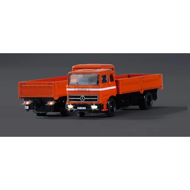 Carson 1:87 MB 1620 Pritsche mit Anhänger, ferngesteuertes Modell, 100% orange, 60 Minuten Fahrzeit, 2,4GHz Fernsteueranlage, LED-Beleuchtung – Bild 2
