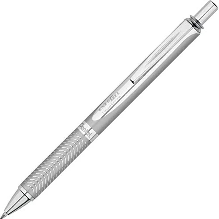 Pentel BL407-A EnerGel Liquid Gel-Tintenroller Sterling mit Druckmechanik, silberfarbenes Metallgehäuse, 0,7 mm Kugeldurchmesser = 0,35 mm Strichstärke, Schreibfarbe schwarz 1 Stück (1er Pack) – Bild 4