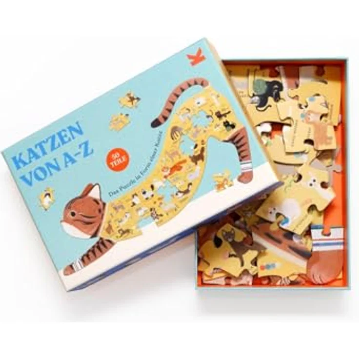 Laurence King Verlag Katzen von A bis Z, Puzzle in Form einer Katze mit 58 großen Teilen für kleine Hände – Bild 4