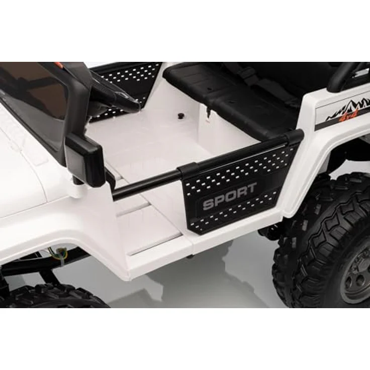 RIRICAR Beneo Motors OFFRIDE 4x4² Zweisitzer 12V, elektrisches Kinderauto in schwarz, MP3-Player, 4x4 Antrieb, Lithium-Akku, große EVA-Räder mit Hinterradfederung, Fernbedienung, LED-Lichter – Bild 4