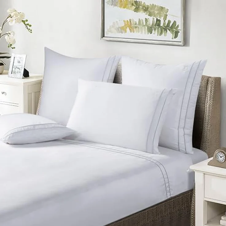 Möve MÖVE Noblesse Bettwäsche-Set 200x200 cm + 2 * 80x80 cm, 100% Baumwolle, hautsympathisch, White/Grey – Bild 5