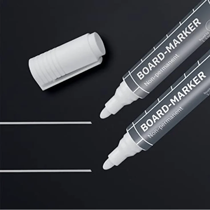 Sigel BA715 weißer Glasboard-/ Kreidemarker, schreibt sofort, abwischbar, Rundspitze 2-3 mm, 2 Stück – Bild 2