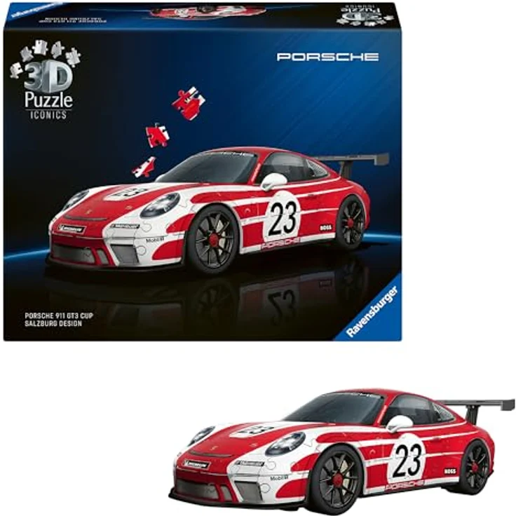 Ravensburger Iconics Porsche 911 GT3 Cup Salzb., 3D-Puzzle Modell mit 108 Puzzleteilen und hohem Deko-Wert, 7,00 cm x 21,50 cm x 27,50 cm – Bild 1