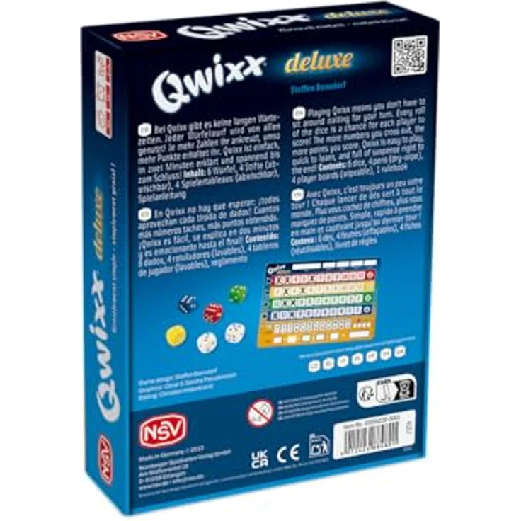 NSV QWIXX Deluxe, Würfelspiel mit 4 abwischbaren Tableaus und 4 Filzstiften – Bild 2