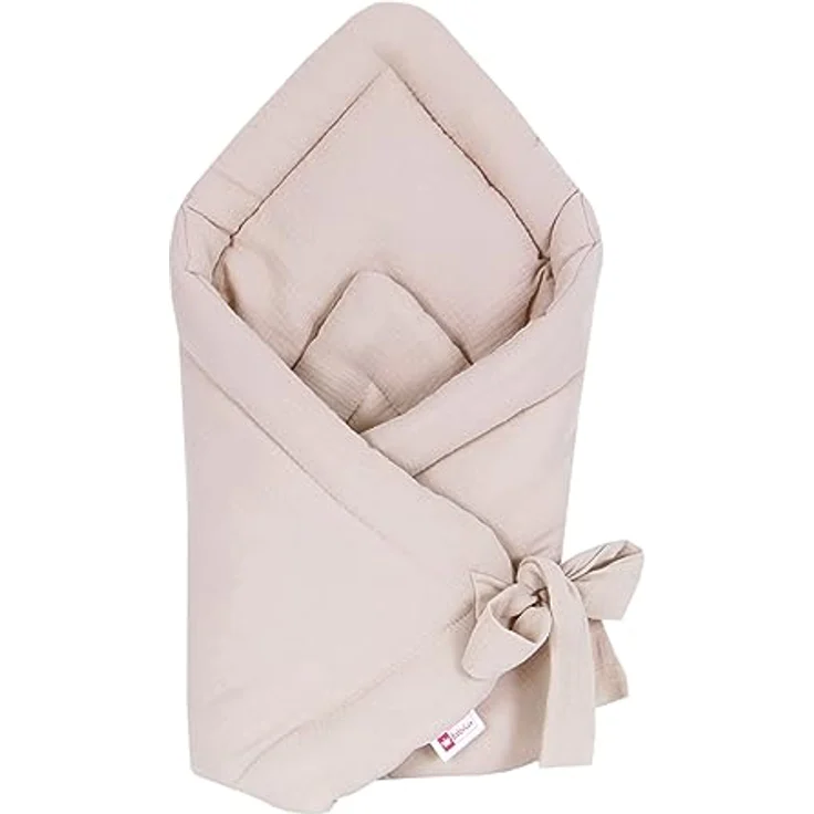BabyLux Einschlagdecke Musselin BABYHÖRNCHEN 75 x 75 cm Baby Neugeborene Erstaussttatung Umschlagdecke (Sand) – Bild 4