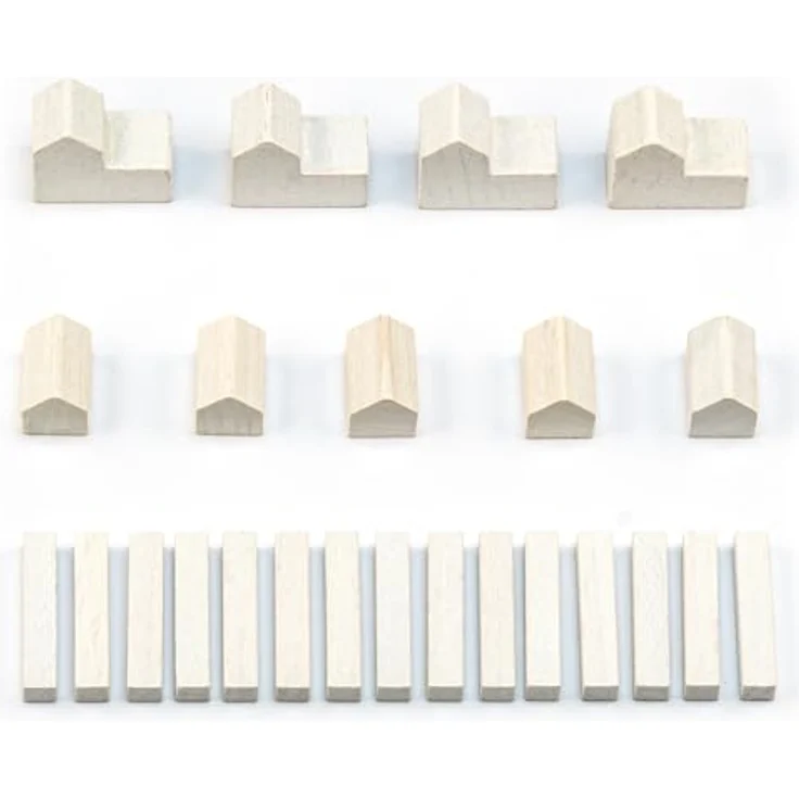 Waldfelsen® Holzfiguren für Die Siedler, 4 Städte, 5 Siedlungen und 15 Straßen, handgefertigt aus Massivholz, weiß – Bild 1