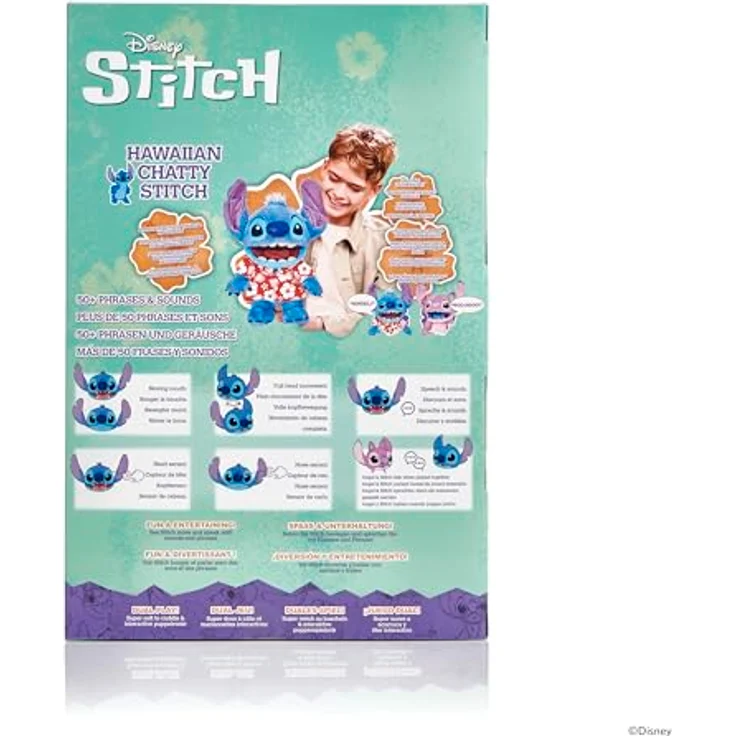 Merkloos Disney Plüsch Hawaiian Chatty Stitch Deluxe, interaktives 32 cm Stofftier mit authentischen Phrasen und Geräuschen – Bild 8