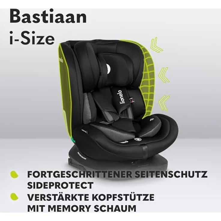 lionelo Autokindersitz BASTIAAN I-SIZE, i-Size / 0-36 kg / Isofix + Top Tether, ab Geburt bis 12 Jahre, grau – Bild 4
