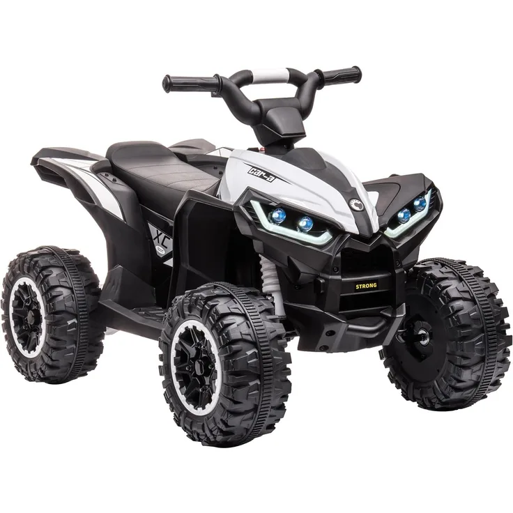 Garvee 12V Kinderquad Elektroauto mit LED und Musik, 2 Geschwindigkeiten 3-6 km/h, Fernbedienung, Weiß