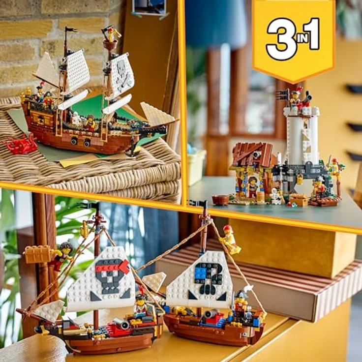 LEGO Creator Legendäres Piratenschiff 3-in-1 Bauset mit Burg und Zwillingsbooten, Spielzeug mit 5 Minifiguren für Kinder ab 9 Jahren - 31387 – Bild 5