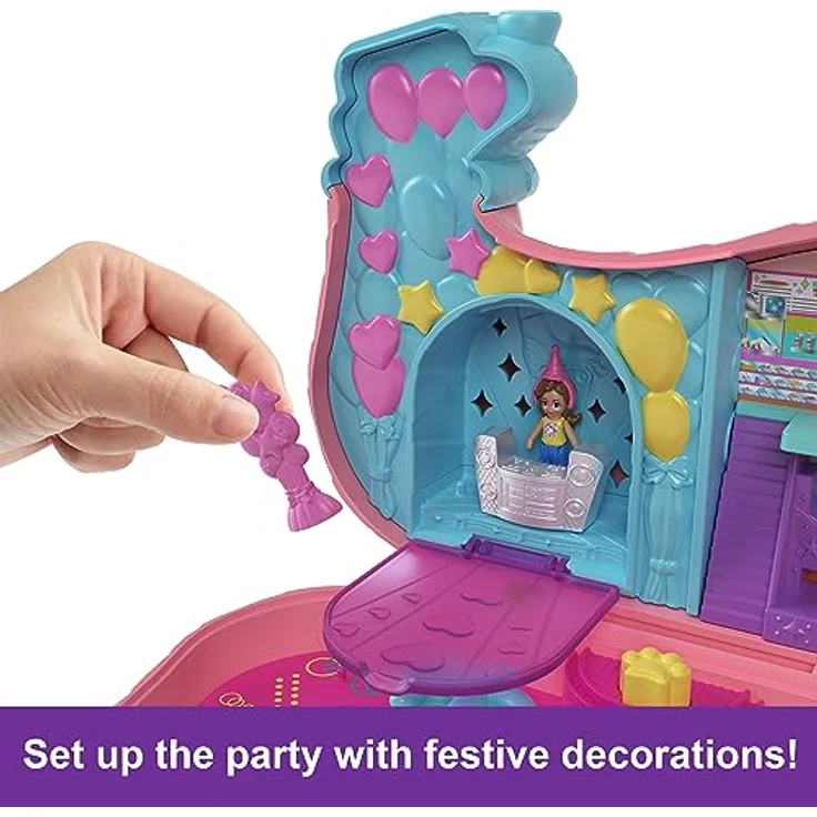 POLLY POCKET Hündchenparty - Rollschuh-Geburtstagsparty, 2 Puppen, 26 Zubehörteile, DJ-Pult, Rollschuhbahn, Tanzfläche, Tragegriff, für Kinder ab 4 Jahren, HKV54 – Bild 4