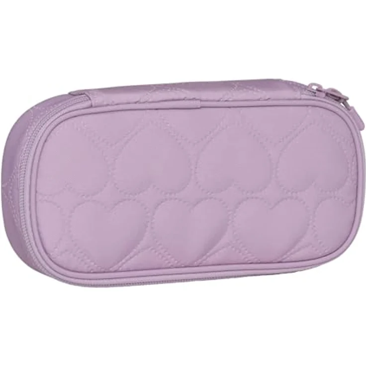 Beckmann Sport Jr. Ovales Pencil Case Padded Hearts, geräumiges Schlampermäppchen mit Zipper, 22 x 11 x 6 cm – Bild 1