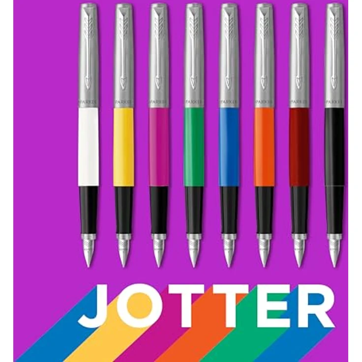 Parker Jotter Originals C.C. Füllhalter, Patronenfüllsystem, Edelstahl-Zierteile, kratzfester Kunststoffschaft, M Schreibbreite, blau, pink – Bild 5