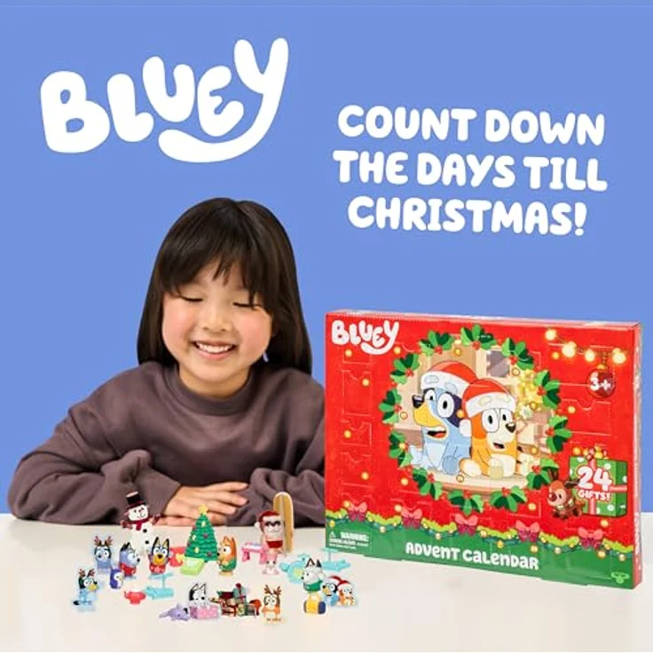 BlueY Blueys Adventskalender mit 4 Mini-Figuren und 12 Zubehörteilen, Adventsüberraschung für die Weihnachtszeit – Bild 2