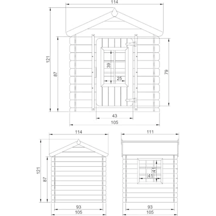 TIMBELA M570R-1 Kinderspielhaus, Holzspielhaus im Freien für Kinder, 111x113xH121 cm, rotes Dach, luftiges Garten-Sommerhaus – Bild 5