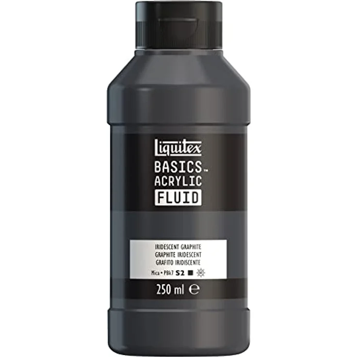 Liquitex Basics Fluid Acrylfarbe, irisierendes Graphit, 250ml, fließende Konsistenz, schnell trocknend, lichtecht, wasserfest, auf Wasserbasis – Bild 1