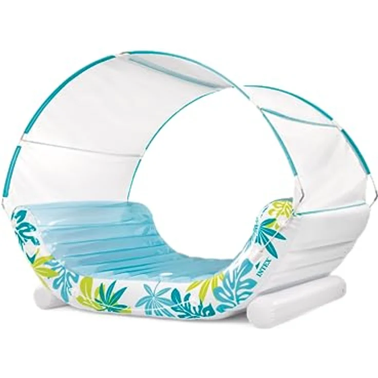 Intex Tropical Canopy Lounge, Schwimmliege mit Dach, 2,24 x 1,50 x 1,65 m, abnehmbare Dach, zwei Getränkehalter – Bild 1