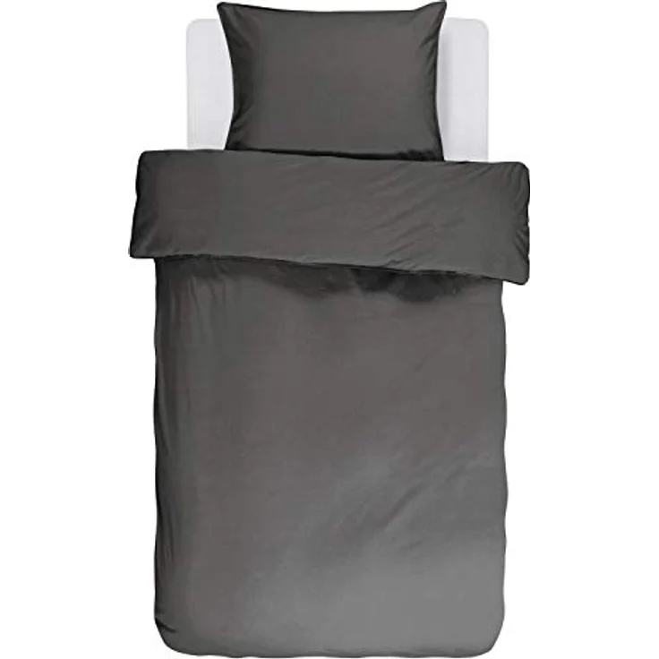 ESSENZA Bettwäsche, Baumwolle, Anthrazit, 155x220 cm (80x80 cm) mit Knopfverschluss – Bild 1