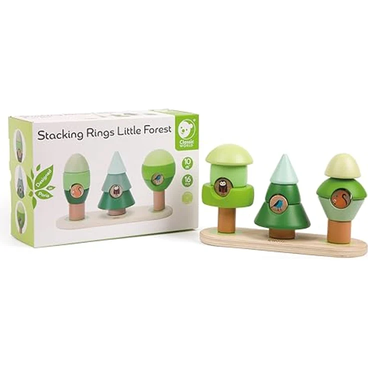 Classic World Stapelspiel Wald, 13-teiliges Holzspielzeug zur Förderung der Hand-Augen-Koordination, 23x8x13cm, für Kinder ab 10 Monaten – Bild 6