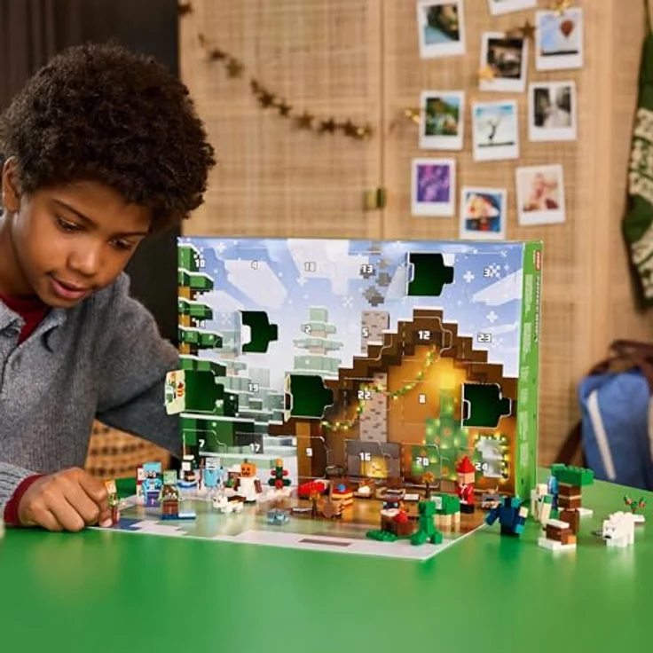 LEGO Minecraft Adventskalender 2025, 24 baubare Überraschungen mit Minifiguren Alex und Steve, ausklappbare Spielmatte – Bild 6